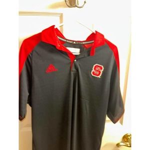 Adidas NC State Short Sleeve Black and Red Polo Size L